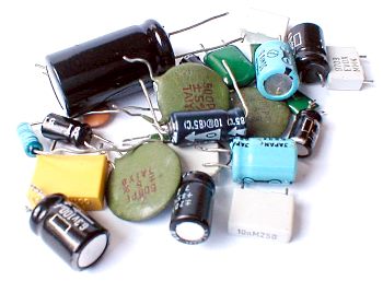 a selection of electronic capacitors
