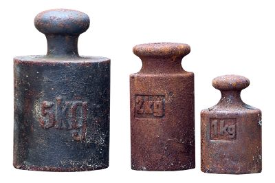a selection of antique weights